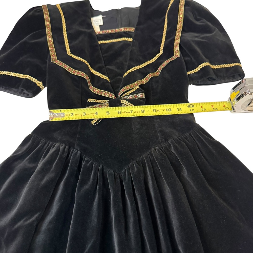 Gunne Sax Jessica McClintock Black‎ Velvet Dress Sailor Holiday Cottagecore S 5 - Picture 10 of 15
